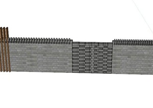 新中式景墙围墙设计SU(草图大师)模型