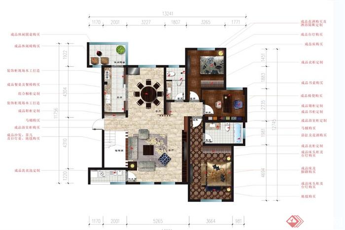 现代某豪华住宅空间装修设计CAD、PDF、JPG施工图(3)