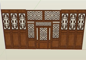 古中式室内木门设计SU(草图大师)模型