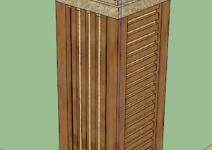 木质花钵柱设计SU(草图大师)模型