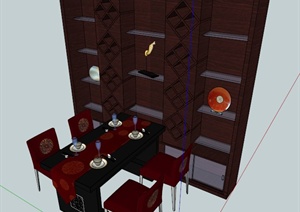 中式餐桌椅家具设计SU(草图大师)模型