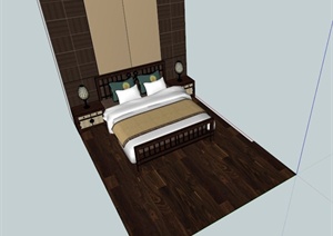 中式卧室床设计SU(草图大师)模型