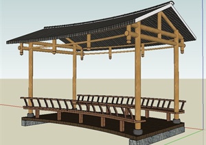 园林景观中式亭桥SU(草图大师)模型
