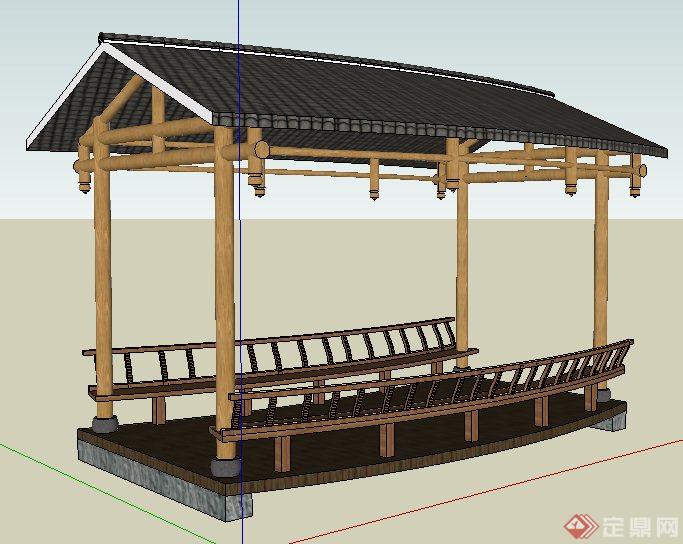 园林景观中式亭桥su模型(2)