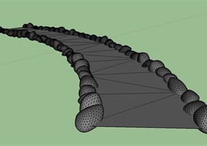 园林景观石子路设计SU(草图大师)模型