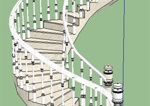 欧式风格旋转楼梯SU(草图大师)模型