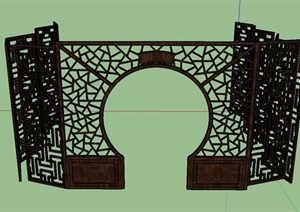 园林景观木制门廊、屏风设计SU(草图大师)模型
