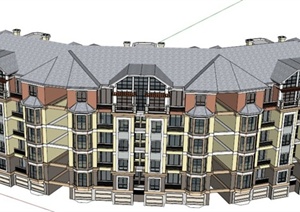 五层住宅建筑设计SU(草图大师)模型