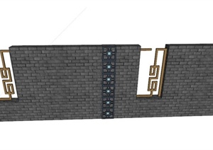 一堵现代中式围墙设计SU(草图大师)模型