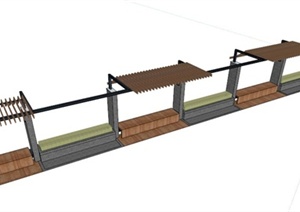 花架坐凳组合设计SU(草图大师)模型