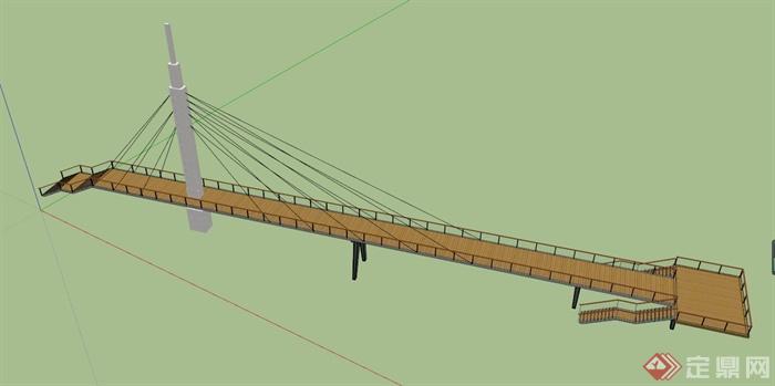 景观木质吊桥设计SU模型(1)