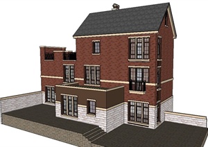 新古典风格三层别墅住宅建筑设计SU(草图大师)模型