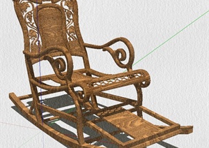 中式风格木制摇椅SU(草图大师)模型