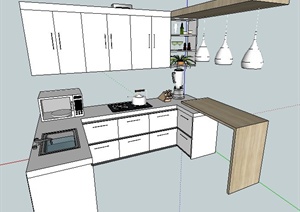 现代简约厨房整体橱柜设计SU(草图大师)模型