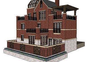 某新古典风格三层别墅建筑设计SU(草图大师)模型