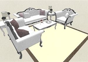 室内装饰欧式沙发茶几SU(草图大师)模型