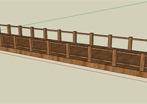 简约中式木制平桥SU(草图大师)模型