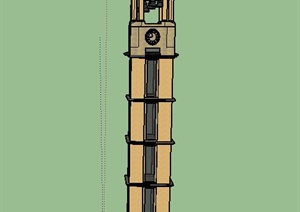 某欧式风格钟塔建筑设计SU(草图大师)模型