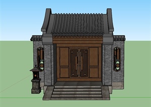 古典中式风格建筑入户门设计SU(草图大师)模型
