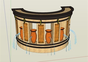 古典欧式吐水墙设计SU(草图大师)模型