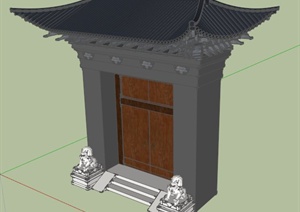 古典中式宅院大门设计SU(草图大师)模型