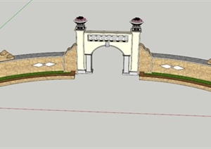 半圆形拱门围墙组合设计SU(草图大师)模型