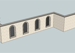 特色围墙设计SU(草图大师)模型