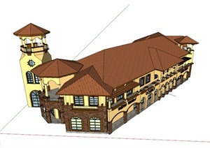 欧式豪华双层商业楼建筑设计SU(草图大师)模型