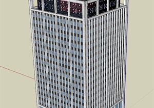 现代中式高层办公楼建筑设计SU(草图大师)模型
