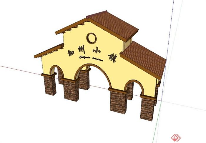 乡村欧式门廊设计SU模型(1)