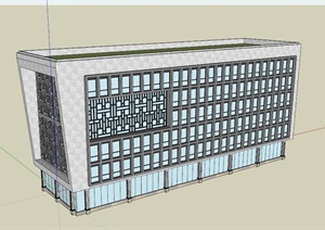 新中式单层办公楼建筑设计SU(草图大师)模型