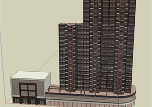 现代风格商住楼建筑设计SU(草图大师)模型