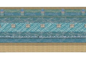 阶梯水池水景设计SU(草图大师)模型