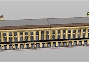 欧式三层沿街商场建筑设计SU(草图大师)模型