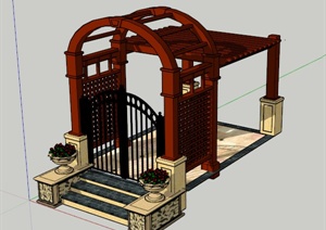 花园拱门花架组合设计SU(草图大师)模型