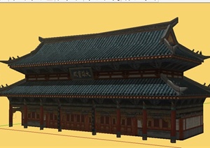 中式风格重檐大雄宝殿建筑设计SU(草图大师)模型