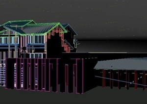 现代中式风格滨水别墅建筑设计3dmax模型