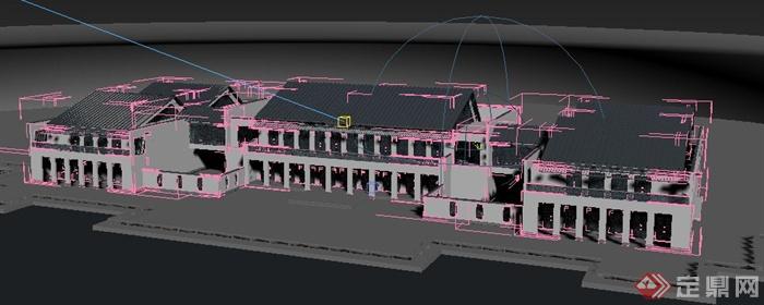 现代中式风格组合别墅住宅建筑设计3DMAX模型(2)