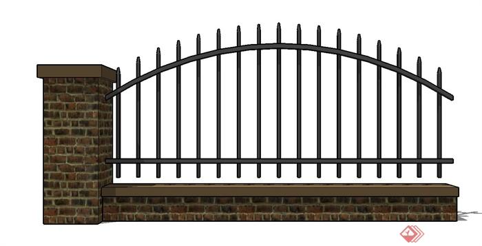 多款围墙栏杆设计SU模型(1)