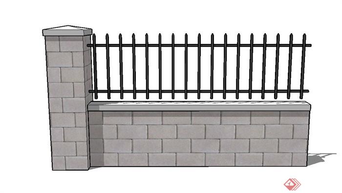多款围墙栏杆设计SU模型(2)