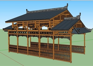 园林景观中式长亭设计SU(草图大师)模型