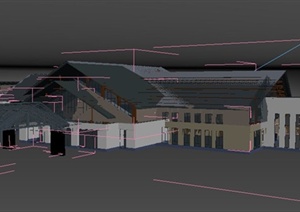 现代中式风格酒店建筑设计3dmax模型