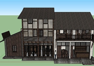 某多层组合古典中式商业建筑设计SU(草图大师)模型