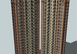 两栋欧式高层住宅建筑设计SU(草图大师)模型