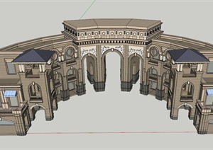 欧式拱门楼设计设计SU(草图大师)模型