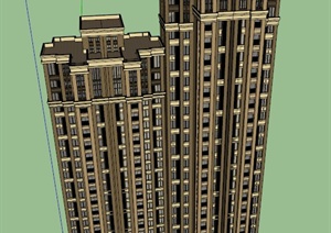 新古典双拼住宅建筑设计SU(草图大师)模型