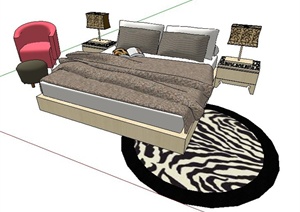 室内设计现代简约床及沙发家具SU(草图大师)模型