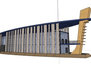 现代风格帆船状展览馆建筑设计SU(草图大师)模型