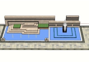 水池平台组合设计SU(草图大师)模型