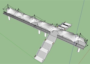 现代人行天桥设计SU(草图大师)模型